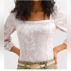 ANTHROPOLOGIE Dusty Lavender Velvet Square-Neck Top